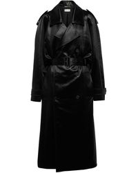 Saint Laurent Satin Trench Coat - Black