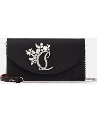 Christian Louboutin - Loubi54 Small Leather-trimmed Silk Clutch - Lyst