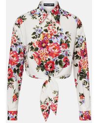 Dolce & Gabbana - Floral Cropped Cotton Shirt - Lyst