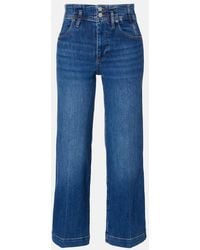 FRAME - Seamed Cropped Wide-Leg Jeans - Lyst