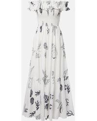 Poupette - Suzanne Shirred Cotton Muslin Maxi Dress - Lyst