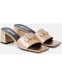 Versace - Medusa '95 Metallic Leather Mules - Lyst