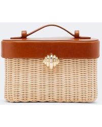 Aquazzura - Belgravia Leather-Trimmed Wicker Vanity Bag - Lyst