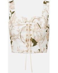 Agua Bendita - Reserva Gardenia Floral Linen Crop Top - Lyst