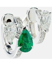 Repossi - Einzelner Ohrring Serti sur Vide aus 18kt Weissgold mit Diamanten und Smaragd - Lyst