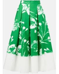Erdem - Falda Midi Plisada De Algodon Floral - Lyst