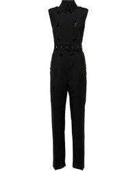 Damen Bekleidung Jumpsuits und Overalls Playsuits Valentino Wolle Playsuit VGOLD aus einem Wollgemisch in Schwarz 