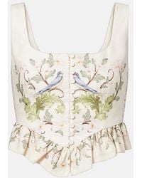 Agua Bendita - Eslabon Printed Linen Top - Lyst