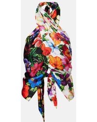 Dolce & Gabbana - Floral Scarf-Detail Silk Top - Lyst