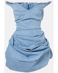Magda Butrym - Gathered Off-Shoulder Denim Minidress - Lyst