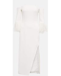 David Koma - Feather-Trimmed Midi Dress - Lyst