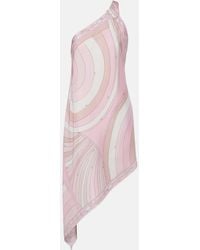 PUCCI - Iride Asymmetric Silk Twill Midi Dress - Lyst