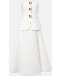 Self-Portrait - Bridal Strapless Taffeta Midi Dress - Lyst