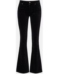 7 For All Mankind - Leggy Bootcut Mid-Rise Cotton-Blend Velvet Bootcut Pants - Lyst