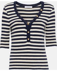 FRAME - Striped Cotton-blend Jersey Top - Lyst