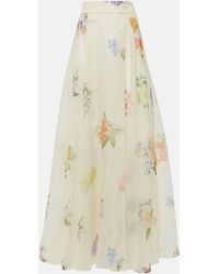 Zimmermann - Natura Floral Linen And Silk Organza Maxi Skirt - Lyst