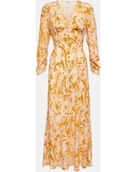 RIXO London - Selma Printed Silk Crepe Midi Dress - Lyst