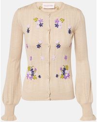 Valentino - Embroidered Virgin Wool Cardigan - Lyst