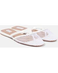 Alaïa - Infradito Leather And Fishnet Mules - Lyst