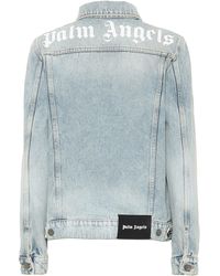 Palm Angels Chaqueta de jeans con logo - Azul
