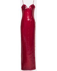 Magda Butrym - Floral-Applique Sequined Gown - Lyst