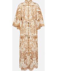 Zimmermann - Ginger Belted Embroidered Recycled-broderie Anglaise Midi Dress - Lyst