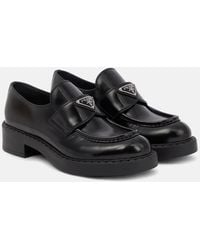 Prada - Brushed Leather Loafers - Lyst