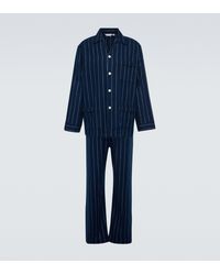 Derek Rose Completo pigiama Kelburn in cotone - Blu