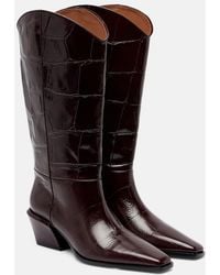 Paris Texas - Bettina 50 Croc-Effect Leather Cowboy Boots - Lyst