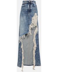 Vetements - Distressed Denim Maxi Skirt - Lyst