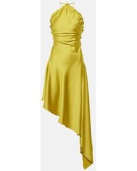 The Attico - Robe Aus Satin Mit Federn - Lyst
