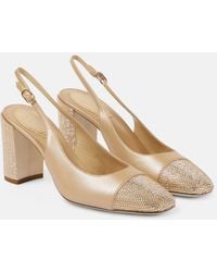 Rene Caovilla - Kristen Embellished Leather Slingback Pumps - Lyst