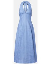 Faithfull the Brand - Marais Checked Linen Midi Dress - Lyst