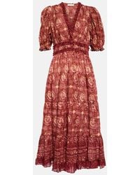 Ulla Johnson - Vestido Midi Elli De Algodon Estampado - Lyst