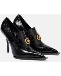 Versace - Croc-Effect Patent Leather Pumps - Lyst