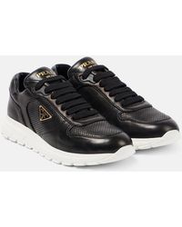 Prada - Logo Leather Sneakers - Lyst