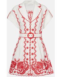 Zimmermann - Besticktes Minikleid Lucky Aus Leinen - Lyst