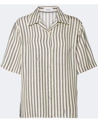 Versace - Striped Silk Bowling Shirt - Lyst