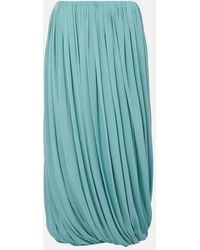 Alaïa - Gathered Jersey Midi Skirt - Lyst