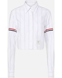 Thom Browne - Pinstripe Cropped Cotton Shirt - Lyst