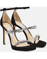 Jimmy Choo - Bing 105 Crystal-embellished Suede Sandals - Lyst