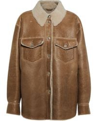 Étoile Isabel Marant Amory Shearling-lined Leather Shirt Jacket - Natural