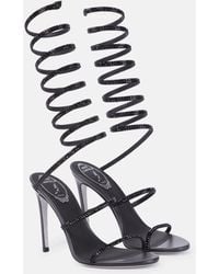 Rene Caovilla - Cleo Crystal-embellished Satin Heeled Sandals - Lyst