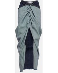Alaïa - Falda Larga En Denim Drapeada - Lyst
