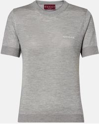 Gucci - Logo Knitted Cashmere And Silk T-Shirt - Lyst