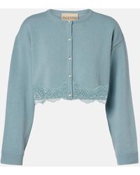 Valentino - Lace-Trimmed Cropped Virgin Wool Cardigan - Lyst