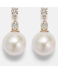 STONE AND STRAND - Essential 14Kt Drop Earrings With Pearls And Diamonds - Lyst