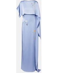Erdem - Embellished Caped Satin Cady Gown - Lyst