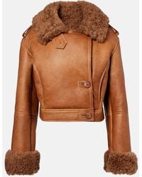 Chloé - Cropped Shearling-Trimmed Leather Jacket - Lyst