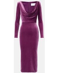 Alex Perry - Draped Velvet Midi Dress - Lyst